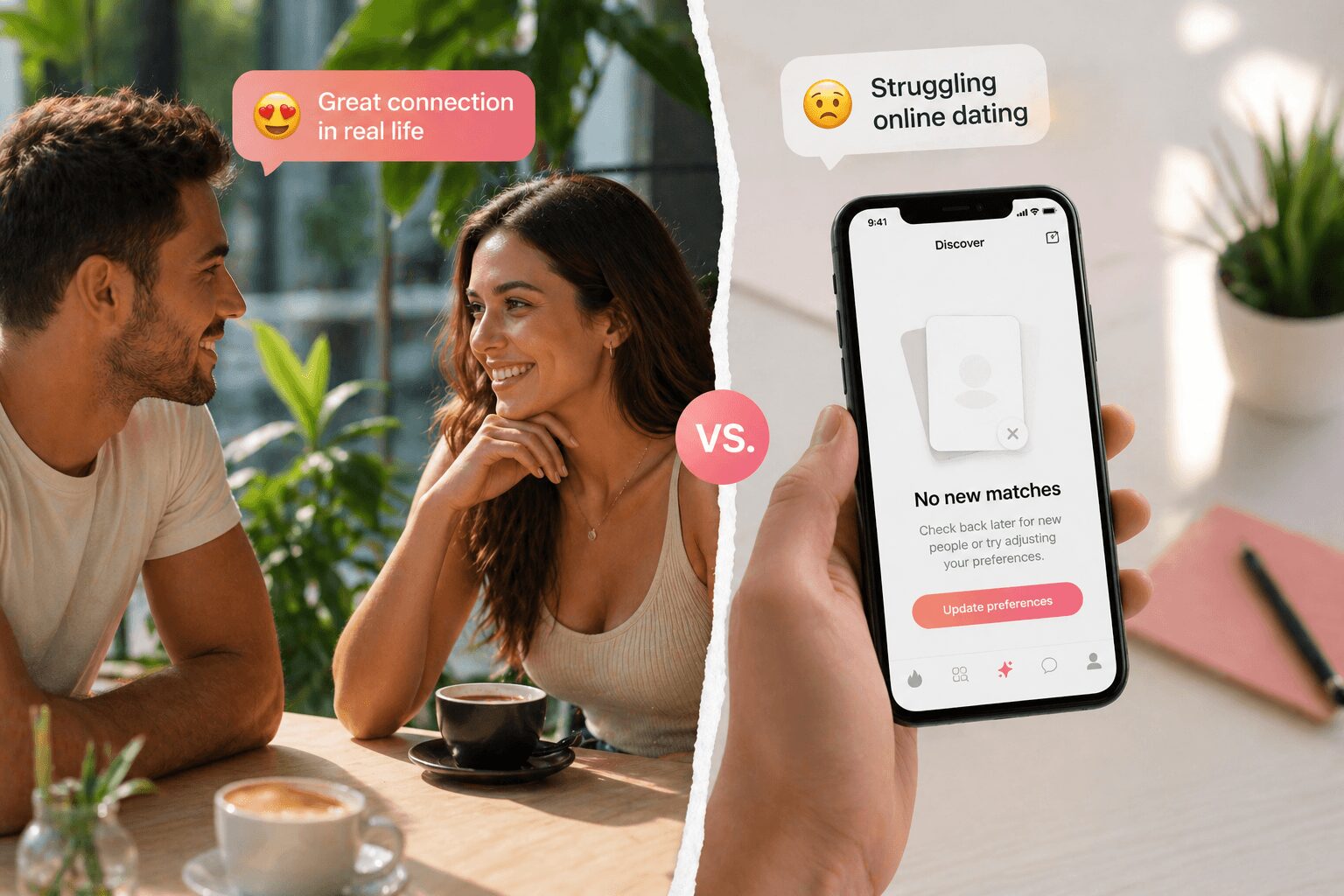 Die Kluft zwischen Offline-Anziehung und Online-Dating-Ergebnissen